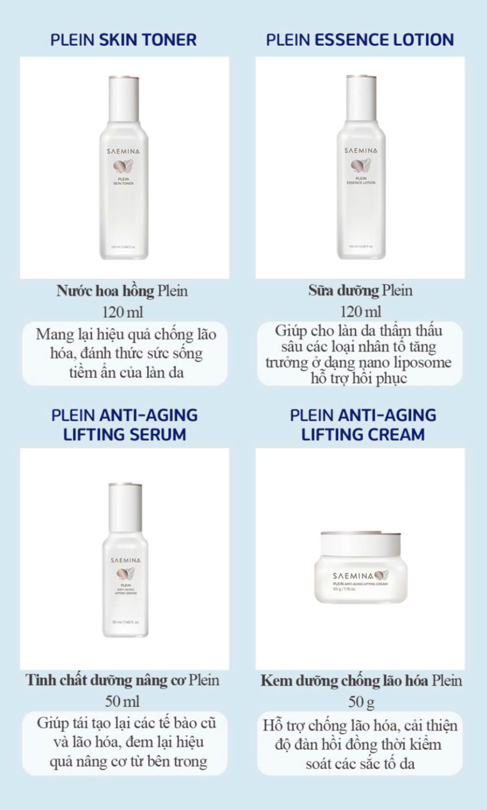 SET 3 SẢN PHẨM SKIN - SERUM - CREAM SAEMINA PLEIN